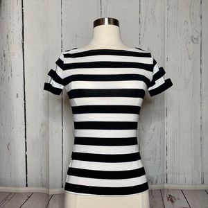 Cache black and white striped top